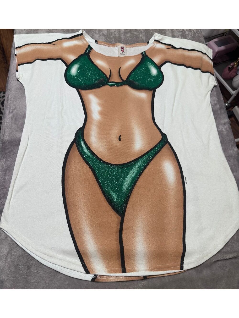 Body Dreams Bikini Beach Pool Cover Up T Shirt Womens Vacation One Size Blue